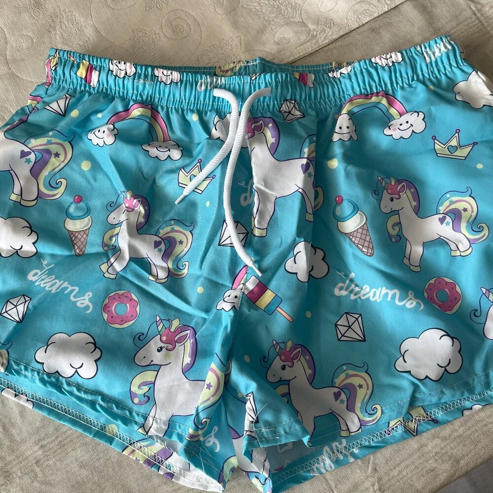 Womens Swim short - Cute Unicorns